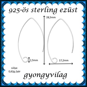 925-ös sterling ezüst ékszerkellék: fülbevaló kapocs, akasztós EFK A 50-1 - kellékek & szerszámok - gyöngy, ékszerkellék - egyéb alkatrész - Meska.hu