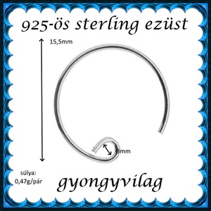  925-ös sterling ezüst ékszerkellék: fülbevalóalap akasztós EFK A 26-2 - kellékek & szerszámok - gyöngy, ékszerkellék - egyéb alkatrész - Meska.hu