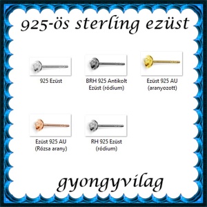 925-ös sterling ezüst ékszerkellék: fülbevaló kapocs, bedugós EFK B 12-5 - kellékek & szerszámok - gyöngy, ékszerkellék - egyéb alkatrész - Meska.hu