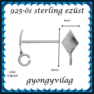 925-ös sterling ezüst ékszerkellék: fülbevaló kapocs, bedugós EFK B 52 - kellékek & szerszámok - gyöngy, ékszerkellék - egyéb alkatrész - Meska.hu