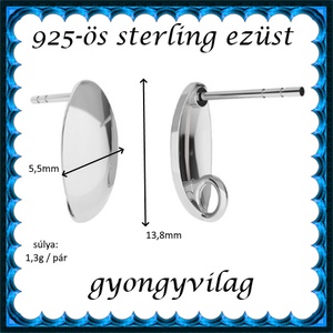 925-ös sterling ezüst ékszerkellék: fülbevaló kapocs, bedugós EFK B 53 - kellékek & szerszámok - gyöngy, ékszerkellék - egyéb alkatrész - Meska.hu