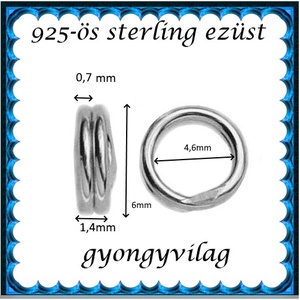 925-ös sterling ezüst ékszerkellék: karika dupla ESZK D 6x0,7  2db/csomag - kellékek & szerszámok - gyöngy, ékszerkellék - egyéb alkatrész - Meska.hu