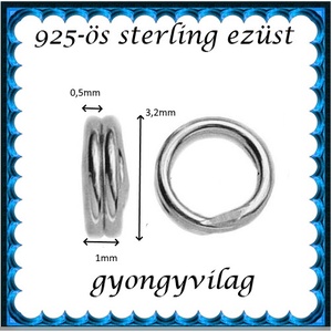 925-ös sterling ezüst ékszerkellék: karika dupla ESZK D 3,2x0,5 4db/csomag - kellékek & szerszámok - gyöngy, ékszerkellék - egyéb alkatrész - Meska.hu