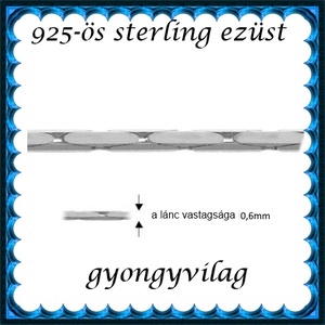 925-ös sterling ezüst ékszerkellék: lánc méterben EL02-0,6, Kellékek & szerszámok, Gyöngy, ékszerkellék, Egyéb alkatrész, Ékszerkészítés, Ékszerkészítés, MESKA