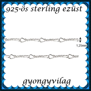 925-ös sterling ezüst ékszerkellék: lánc méterben 925 EL08-1,25, Kellékek & szerszámok, Gyöngy, ékszerkellék, Egyéb alkatrész, Ékszerkészítés, Ékszerkészítés, MESKA