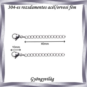 Nemes acél ékszerkellék: lánckapocs NALK 01-4  2db/csomag - kellékek & szerszámok - gyöngy, ékszerkellék - egyéb alkatrész - Meska.hu