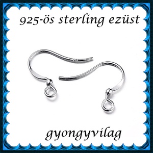  925-ös sterling ezüst ékszerkellék: fülbevalóalap akasztós EFK A 96r - kellékek & szerszámok - gyöngy, ékszerkellék - egyéb alkatrész - Meska.hu