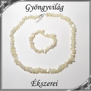 Ásvány chips nyaklánc-karkötő szett, ezüstözött kapoccsal SSZEB-ÁS03  White Jade - ékszer - ékszerszett - Meska.hu