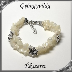 Ásvány chips karkötő SKEB-ÁS04  White Jade  K, Ékszer, Karkötő, Karperec, Ékszerkészítés, Gyöngyfűzés, gyöngyhímzés, MESKA