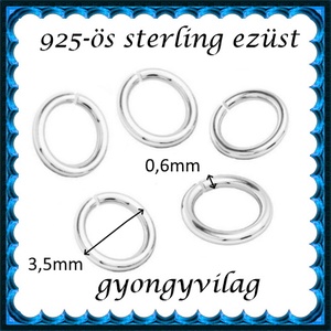 925-ös sterling ezüst ékszerkellék: karika nyitott ESZK NY 3,5x0,6mm 5db/csomag - kellékek & szerszámok - gyöngy, ékszerkellék - egyéb alkatrész - Meska.hu