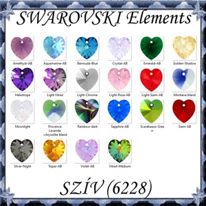 Swarovski kristály medál: SWM szív (6228) 14mm-es AB  több színben, Kellékek & szerszámok, Gyöngy, ékszerkellék, Swarovski kristályok, Ékszerkészítés, Ékszerkészítés, MESKA