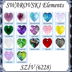 Swarovski kristály medál: SWM szív (6228) 18mm-es AB  több színben, Kellékek & szerszámok, Gyöngy, ékszerkellék, Swarovski kristályok, Ékszerkészítés, Ékszerkészítés, MESKA