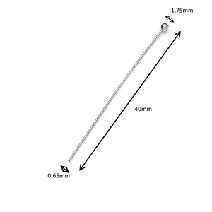 925-ös sterling ezüst ékszerkellék: szerelőpálca gömb végű ESZP G 40x0,65 - kellékek & szerszámok - gyöngy, ékszerkellék - egyéb alkatrész - Meska.hu