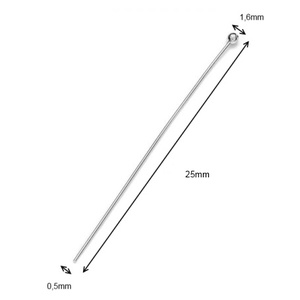 925-ös sterling ezüst ékszerkellék: szerelőpálca gömb végű ESZP G 25x0,5 2db/csomag, Kellékek & szerszámok, Gyöngy, ékszerkellék, Egyéb alkatrész, Ékszerkészítés, Ékszerkészítés, MESKA