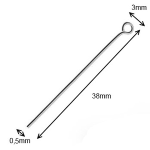 925-ös sterling ezüst ékszerkellék: szerelőpálca hurkos végű ESZP H 38x0,5 mm 2db - kellékek & szerszámok - gyöngy, ékszerkellék - egyéb alkatrész - Meska.hu