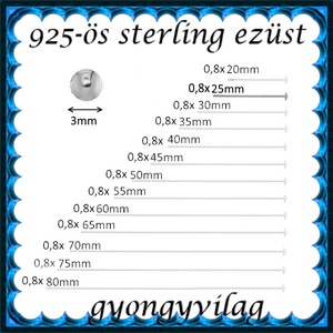 925-ös sterling ezüst ékszerkellék: szerelőpálca szög végű ESZP SZ 25x0,8 mm-es 1db/cs, Kellékek & szerszámok, Gyöngy, ékszerkellék, Egyéb alkatrész, Ékszerkészítés, Mindenmás, Ékszerkészítés, MESKA