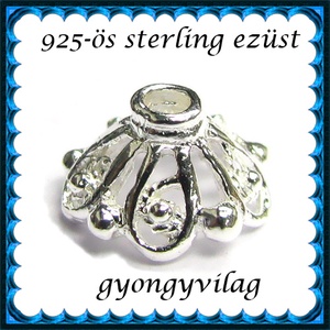 925-ös sterling ezüst ékszerkellék: gyöngykupak EGYK 02 1db/cs, Kellékek & szerszámok, Gyöngy, ékszerkellék, Fém köztesek, Ékszerkészítés, Ékszerkészítés, MESKA