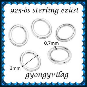 925-ös sterling ezüst ékszerkellék: karika nyitott ESZK NY 3x0,7mm 5db/csomag - kellékek & szerszámok - gyöngy, ékszerkellék - egyéb alkatrész - Meska.hu