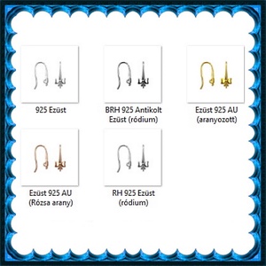 925-ös sterling ezüst ékszerkellék: fülbevalóalap akasztós EFK A 75 - kellékek & szerszámok - gyöngy, ékszerkellék - egyéb alkatrész - Meska.hu