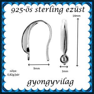  925-ös sterling ezüst ékszerkellék: fülbevalóalap akasztós EFK A 73-1 - kellékek & szerszámok - gyöngy, ékszerkellék - egyéb alkatrész - Meska.hu