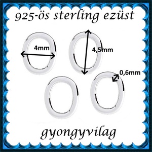 925-ös sterling ezüst ékszerkellék: karika zárt ovális ESZK ZO 4x4,5x0,5mm  4db/csomag - kellékek & szerszámok - gyöngy, ékszerkellék - egyéb alkatrész - Meska.hu