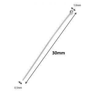 925-ös sterling ezüst ékszerkellék: szerelőpálca gömb végű ESZP G 30x0,5 2db/ csomag, Kellékek & szerszámok, Gyöngy, ékszerkellék, Egyéb alkatrész, Ékszerkészítés, Ékszerkészítés, MESKA