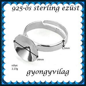  925-ös sterling ezüst gyűrű alap EGY 05-14 állítható méret - kellékek & szerszámok - gyöngy, ékszerkellék - fém köztesek - Meska.hu