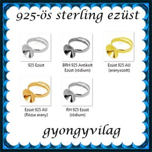  925-ös sterling ezüst gyűrű alap EGY 05-14 állítható méret - kellékek & szerszámok - gyöngy, ékszerkellék - fém köztesek - Meska.hu