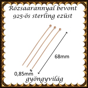 925-ös sterling ezüst ékszerkellék: szerelőpálca gömb végű 68x0,85rg, Kellékek & szerszámok, Gyöngy, ékszerkellék, Egyéb alkatrész, Ékszerkészítés, Mindenmás, Ékszerkészítés, MESKA