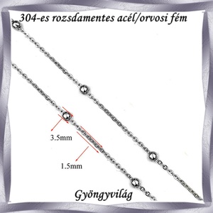 304 Nemes acél ékszerkellék: lánc méterben NALM 03e, Kellékek & szerszámok, Gyöngy, ékszerkellék, Egyéb alkatrész, Ékszerkészítés, Mindenmás, Ékszerkészítés, MESKA