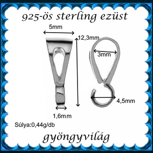 925-ös sterling ezüst ékszerkellék: medáltartó, medálkapocs EMT 46 - kellékek & szerszámok - gyöngy, ékszerkellék - egyéb alkatrész - Meska.hu