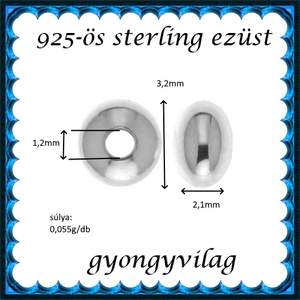 925-ös sterling ezüst ékszerkellék: köztes/gyöngy/díszitőelem EKÖ 09-3  3db/csomag - kellékek & szerszámok - gyöngy, ékszerkellék - fém köztesek - Meska.hu