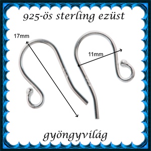  925-ös sterling ezüst ékszerkellék: fülbevalóalap akasztós EFK A 01-4 - kellékek & szerszámok - gyöngy, ékszerkellék - egyéb alkatrész - Meska.hu