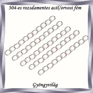 Nemes acél ékszerkellék: lánchosszabbító NALK 01-6-4 5db/csomag, Kellékek & szerszámok, Gyöngy, ékszerkellék, Egyéb alkatrész, Ékszerkészítés, Mindenmás, Ékszerkészítés, MESKA