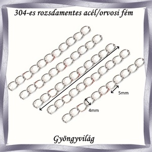 Nemes acél ékszerkellék: lánchosszabbító NALK 01-6-4 5db/csomag - kellékek & szerszámok - gyöngy, ékszerkellék - egyéb alkatrész - Meska.hu