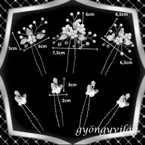 Ékszerek-hajdíszek, hajcsatok: Esküvői, menyasszonyi, alkalmi hajdísz, ES-H-SZ14E 7db-os szett - esküvő - hajdísz - kontydísz & hajdísz - Meska.hu