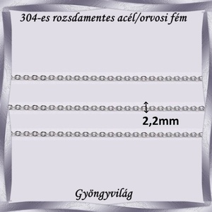 304 Nemes acél ékszerkellék: lánc méterben NALM 04-2,2 - kellékek & szerszámok - gyöngy, ékszerkellék - egyéb alkatrész - Meska.hu