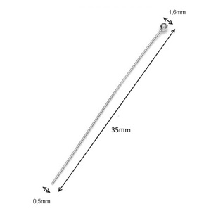 925-ös sterling ezüst ékszerkellék: szerelőpálca gömb végű ESZP G 35x0,5 2db/ csomag, Kellékek & szerszámok, Gyöngy, ékszerkellék, Egyéb alkatrész, Ékszerkészítés, Ékszerkészítés, MESKA