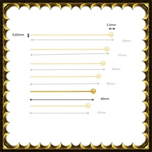 925-ös sterling ezüst ékszerkellék: szerelőpálca gömb végű ESZP G 40x0,65g 1db/csomag, Kellékek & szerszámok, Gyöngy, ékszerkellék, Egyéb alkatrész, Ékszerkészítés, MESKA