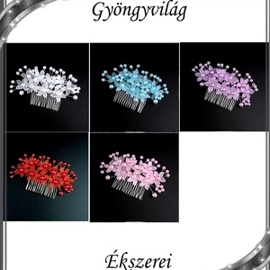 Ékszerek-hajdíszek, hajcsatok: Esküvői, menyasszonyi, alkalmi hajdísz ES-H-FÉ53 több színben, Esküvő, Hajdísz, Fésűs hajdísz, Ékszerkészítés, Gyöngyfűzés, gyöngyhímzés, MESKA