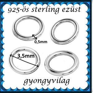 925-ös sterling ezüst ékszerkellék: karika zárt ESZK Z 3,5x0,5mm 4db/cs - kellékek & szerszámok - gyöngy, ékszerkellék - egyéb alkatrész - Meska.hu