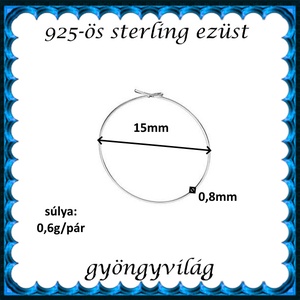  925-ös ezüst fülbevaló kapocs biztonsági kapoccsal EFK K 07-15 - kellékek & szerszámok - gyöngy, ékszerkellék - egyéb alkatrész - Meska.hu