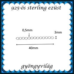 925-ös ezüst lánchosszabbító ELK LH 05-4e - kellékek & szerszámok - gyöngy, ékszerkellék - egyéb alkatrész - Meska.hu