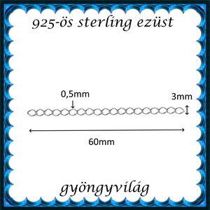 925-ös ezüst lánchosszabbító ELK LH 05-6e - kellékek & szerszámok - ékszerkellék - lánchosszabbító - Meska.hu