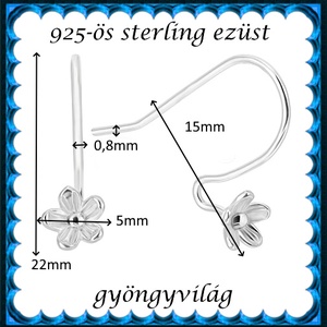 925-ös sterling ezüst ékszerkellék: fülbevaló kapocs, akasztós EFK A 105 - kellékek & szerszámok - ékszerkellék - fülbevaló kapocs - Meska.hu