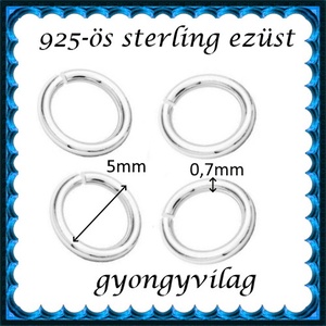 925-ös sterling ezüst ékszerkellék: karika nyitott ESZK NY 5x0,7mm 4db/csomag - kellékek & szerszámok - gyöngy, ékszerkellék - egyéb alkatrész - Meska.hu