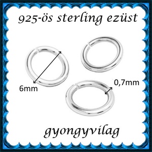 925-ös sterling ezüst ékszerkellék: karika nyitott ESZK NY 6x0,7mm 3db/csomag - kellékek & szerszámok - gyöngy, ékszerkellék - egyéb alkatrész - Meska.hu