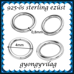 925-ös sterling ezüst ékszerkellék: karika zárt ESZK Z 4x0,8mm 4db/cs - kellékek & szerszámok - gyöngy, ékszerkellék - egyéb alkatrész - Meska.hu