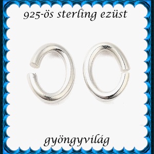 925-ös sterling ezüst ékszerkellék: karika nyitott ovális ESZK NYO 4,5x6x1mm  2db/cs, Kellékek & szerszámok, Gyöngy, ékszerkellék, Egyéb alkatrész, Ékszerkészítés, MESKA