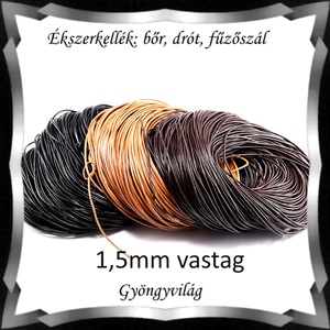 Ékszerkellék: fűző szál/ bőr szál FSZ03-1,5 mm-es több színben, Kellékek & szerszámok, Gyöngy, ékszerkellék, Egyéb alkatrész, Ékszerkészítés, MESKA